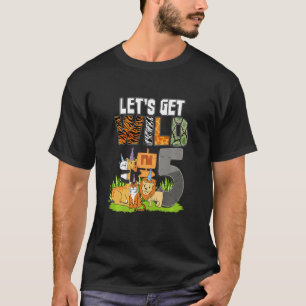 T-shirt Enfants 5 ans 5Anniversaire Zoo Animal Safari Jun