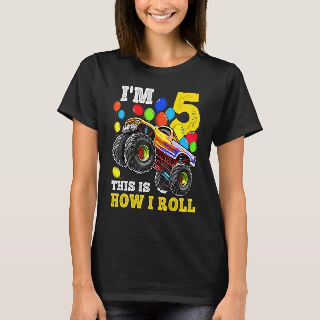 T-shirt Enfants 5 ans 5e anniversaire Garçon Monster Camio (Devant)