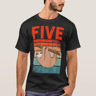 T-shirt Enfants 5 ans 5e anniversaire Sloth Party Boys Gir