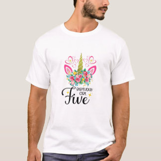 T-shirt Enfants 5 Ans Anniversaire Cadeaux Fille Unicorne 