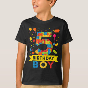 T-shirt Enfants 5 ans Bâtiment Blocs Anniversaire Garçon