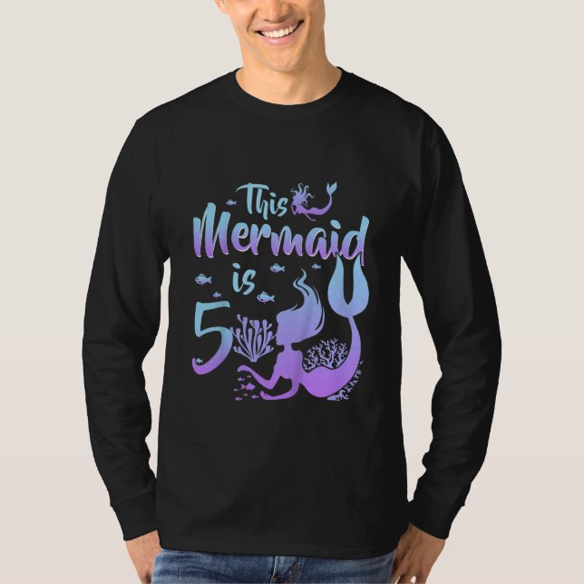T-shirt Enfants 5 ans Cette Sirène Est 5e Anniversaire Fil (Devant)