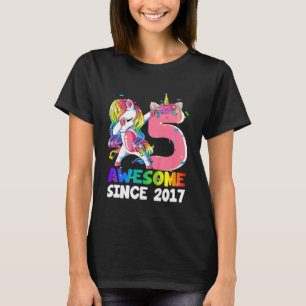 T-shirt Enfants 5 ans Dabbing Unicorn Awesome 2017 5th B