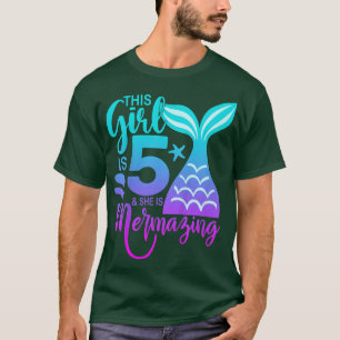 T-shirt Enfants 5 ans Fille Sirène 5e anniversaire F