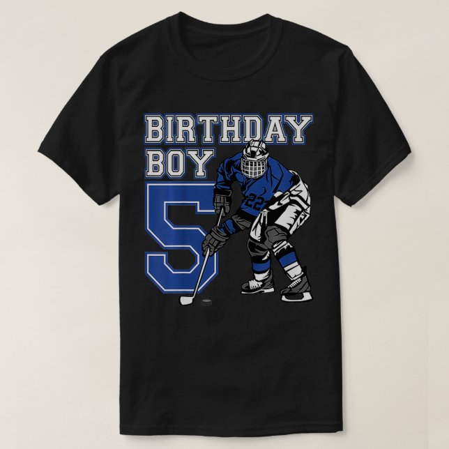 T-shirt Enfants 5 ans Hockey sur glace Thème Anniversaire  (Design devant)