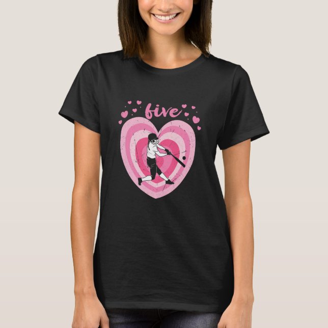 T-shirt Enfants 5 ans mignonne Baseball Anniversaire fille (Devant)