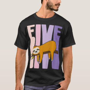 T-shirt Enfants 5 ans mignonne Sloth Anniversaire fille 5e