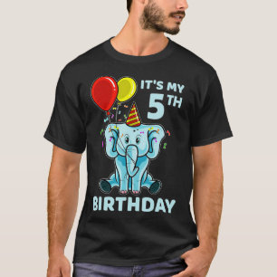 T-shirt Enfants 5e anniversaire Eléphant C'est ma 5e fête 