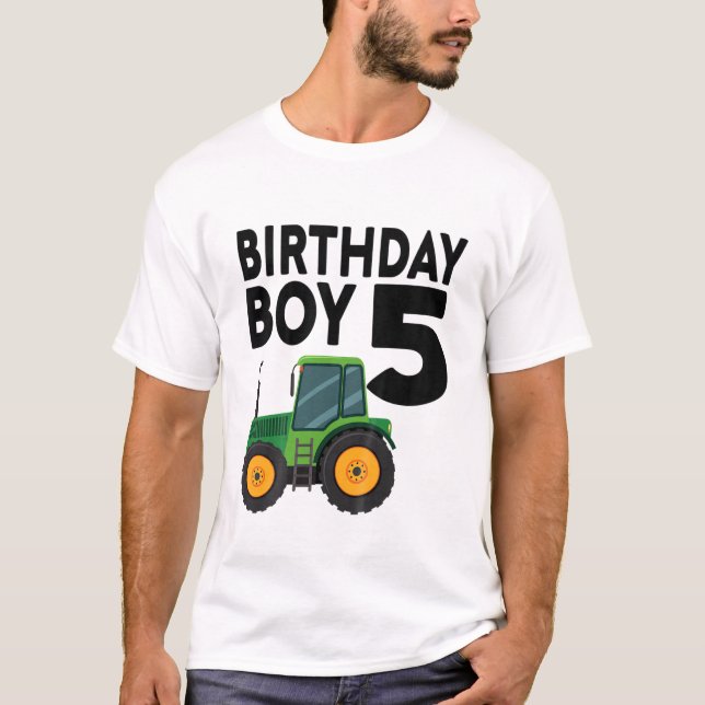 T-shirt Enfants 5E Anniversaire Ferme Tracteur Cinq 5 Ans  (Devant)