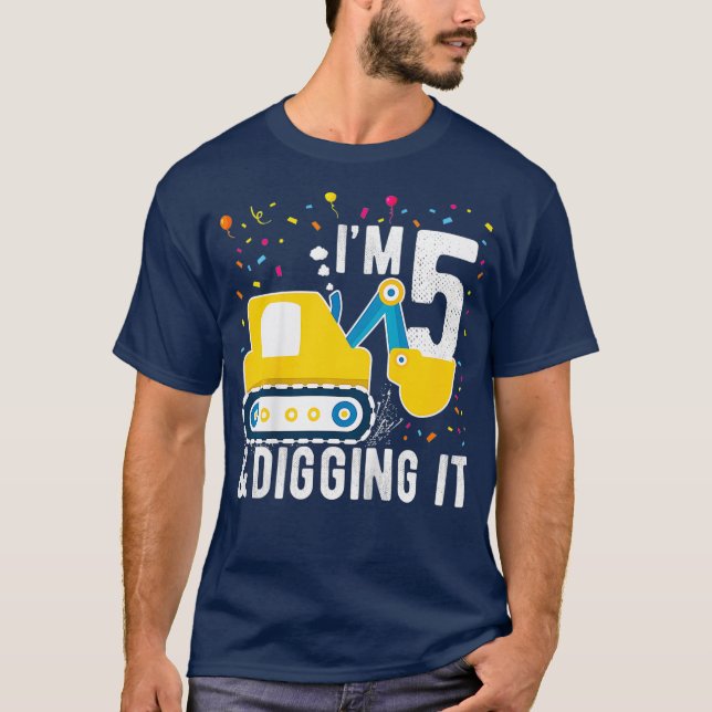 T-shirt Enfants 5e anniversaire garçon 5 ans construction (Devant)