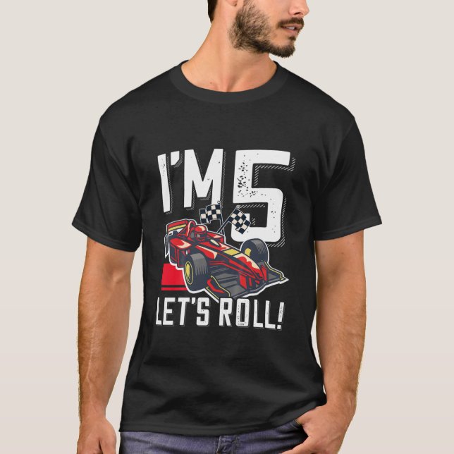 T-shirt Enfants 5E Anniversaire, Grand Prix Voiture De Cou (Devant)