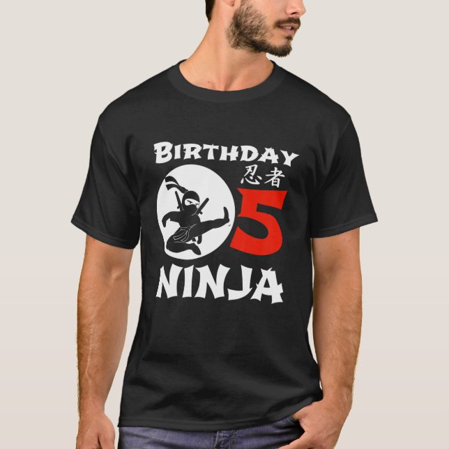T-shirt Enfants 5E Anniversaire Ninja Boys Cadeau 5 Ans (Devant)