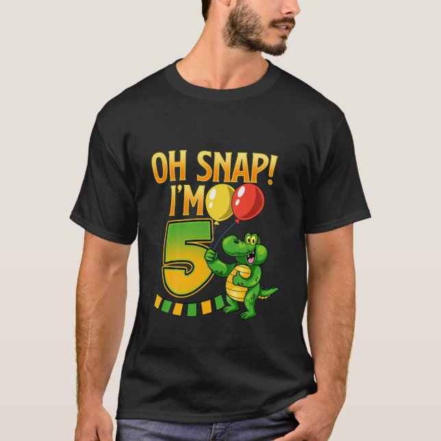 T-shirt Enfants 5E Anniversaire "Oh Snap !" Drôle Croc Tur (Devant)