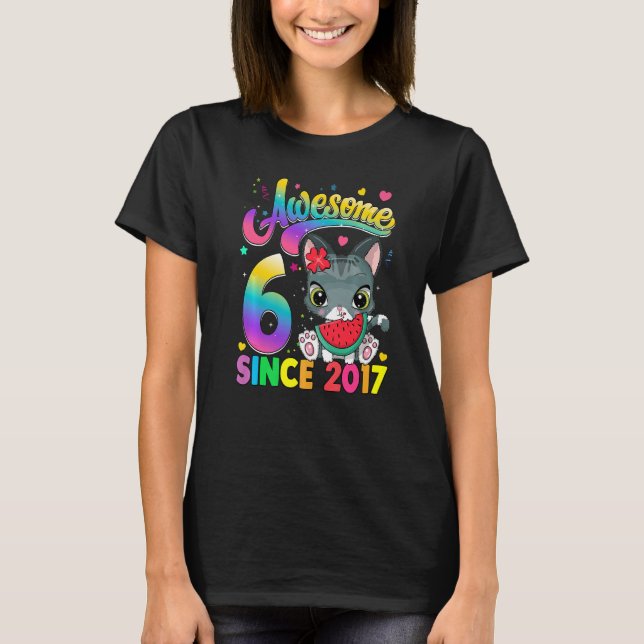 T-shirt Enfants 6 ans Chat Awesome depuis 2017 Chat 6e Bir (Devant)