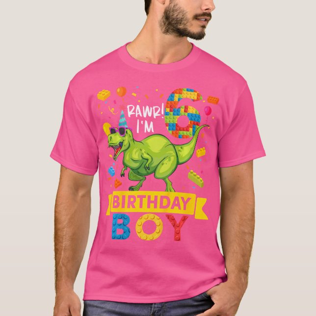 T-shirt Enfants 6 Ans Dinosaure Bâtiments 6E Naissance (Devant)