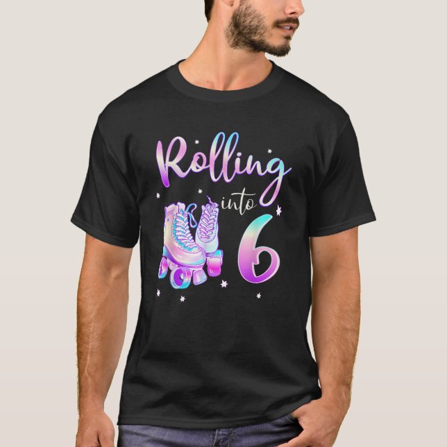 T-shirt Enfants 6 Ans Filles Anniversaires Roulant Dans 6è (Devant)