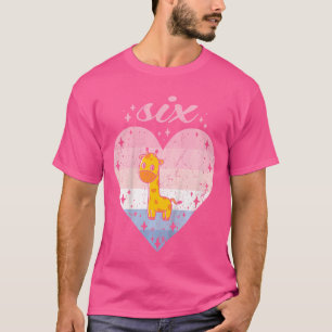 T-shirt Enfants 6 ans mignonne Giraffe Anniversaire Fille
