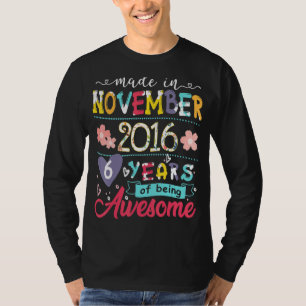 T-shirt Enfants 6e anniversaire Cadeau floral pour les fil