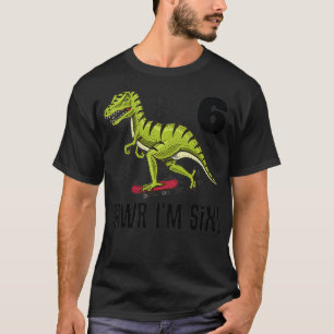 T-shirt Enfants 6e anniversaire Dinosaur Skateboard