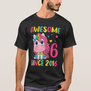 T-shirt Enfants 6E Anniversaire Fête Unicorne Fille 6 Ans 