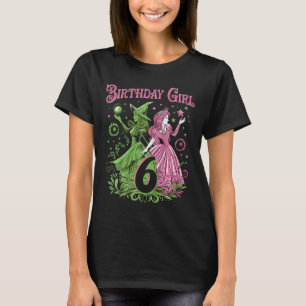 T-shirt Enfants 6e Anniversaire Sorcière rose et verte 6 A