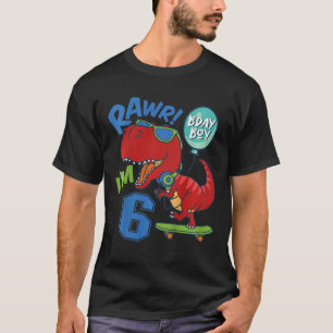 T-shirt Enfants 6ème Anniversaire 6 Ans Garçon Rouge T-rex