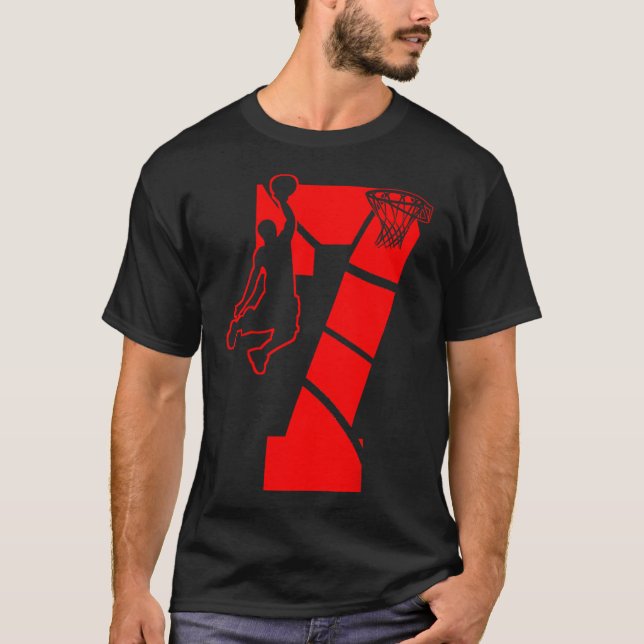T-shirt Enfants 7 Ans 7Ème Basketball Anniversaire (Devant)