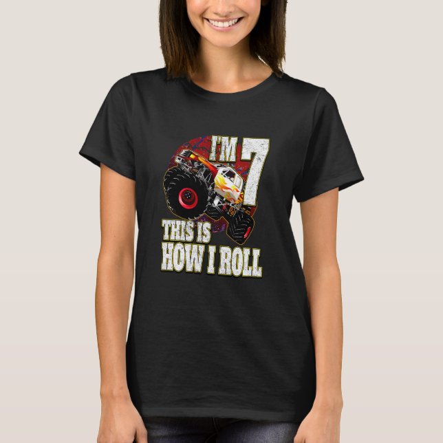 T-shirt Enfants 7 ans Anniversaire Amours Monster Camion (Devant)