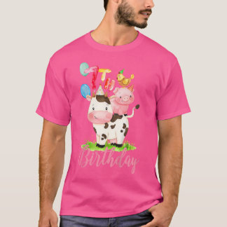 T-shirt Enfants 7 Ans Ferme Fille Animaux C'Est Mon 7ème B