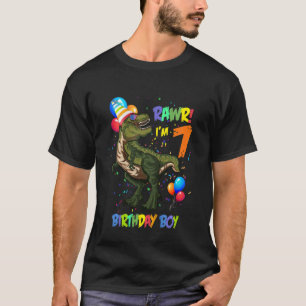 T-shirt Enfants 7 ans Rawr I'm 7th Birthday Boy Dinosau