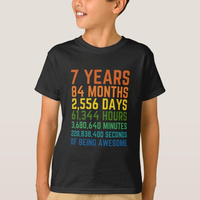 T-shirt Enfants 7e 84 mois Anniversaire Anniversaire Rétro (Devant)