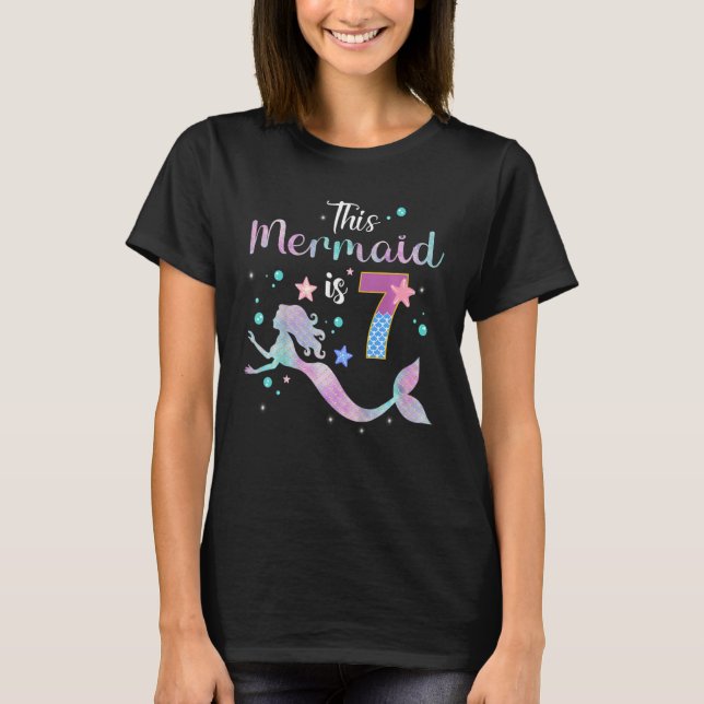 T-shirt Enfants 7e anniversaire Cette sirène est 7 fille 7 (Devant)
