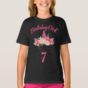 T-shirt Enfants 7e anniversaire fille Unicorn Chemise 7e a
