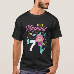 T-shirt Enfants 7e anniversaire filles sirène 7 ans sirène