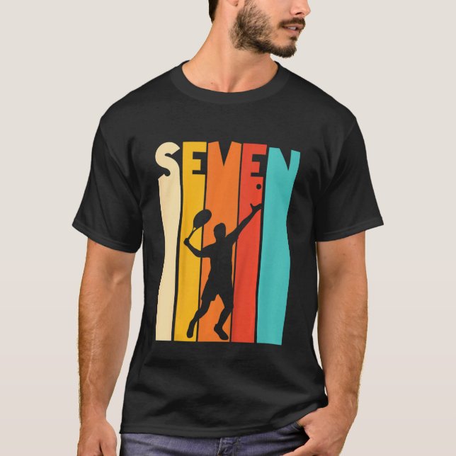 T-shirt Enfants 7e anniversaire Tennis Joueur Rétro 7 ans (Devant)