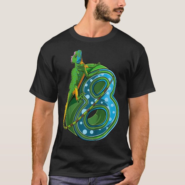 T-shirt Enfants 8 ans Lizard Reptile 8e anniversaire Anniv (Devant)