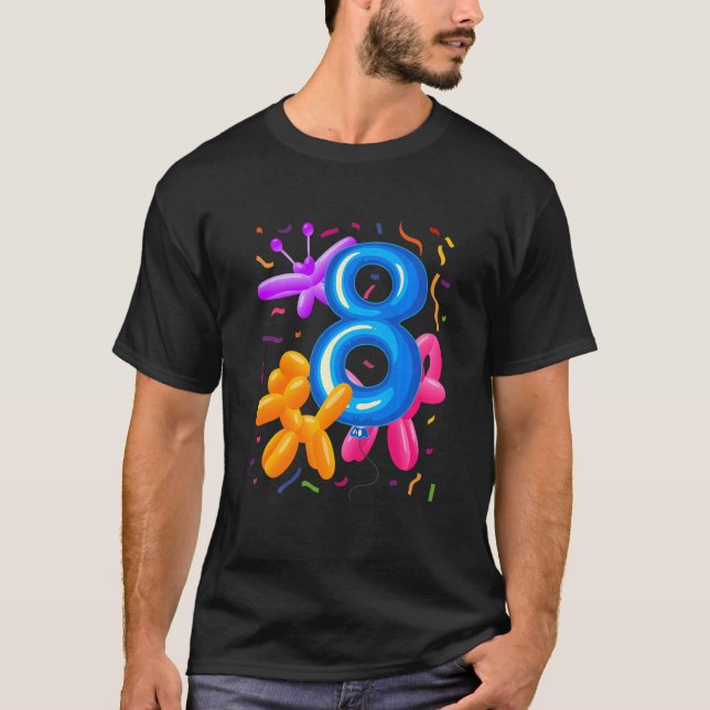 T-shirt Enfants 8e anniversaire Balloon Animaux Ballons Th (Devant)