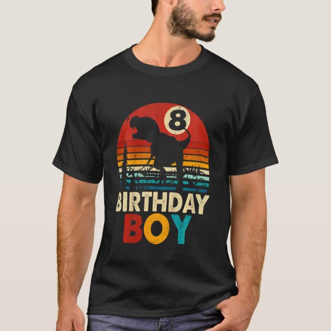 T-shirt Enfants 8e anniversaire garçons Dinosaur Rex 8 ans (Devant)