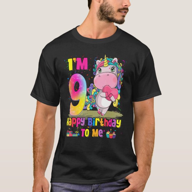 T-shirt Enfants 9 ans 9e anniversaire fille princesse Unic (Devant)