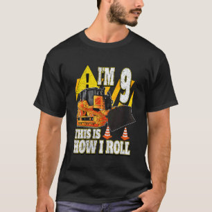 T-shirt Enfants 9 ans Anniversaire Bulldozer