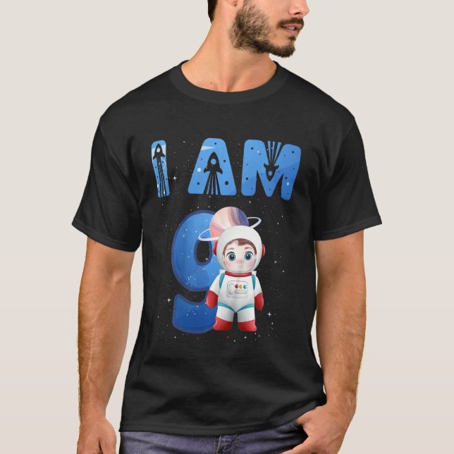 T-shirt Enfants 9 ans Anniversaire Garçon astronaute espac (Devant)