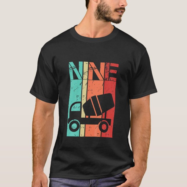 T-shirt Enfants 9 ans Camion de construction Anniversaire  (Devant)