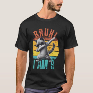 T-shirt Enfants 9 ans chat qui fait le dab Bruh c'est mon