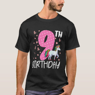 T-shirt Enfants 9 ans Filles Unicorne 9e anniversaire