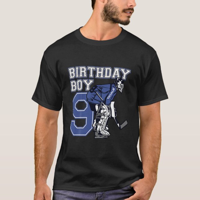 T-shirt Enfants 9 ans Hockey sur glace Goalie Thème Annive (Devant)
