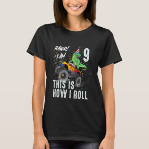 T-shirt Enfants 9 ans Rex Dinosaur Monster Truck 9th Bi