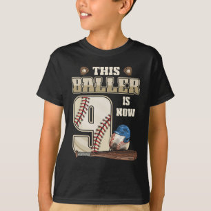T-shirt Enfants 9e anniversaire Baseball Boy Neuf ans