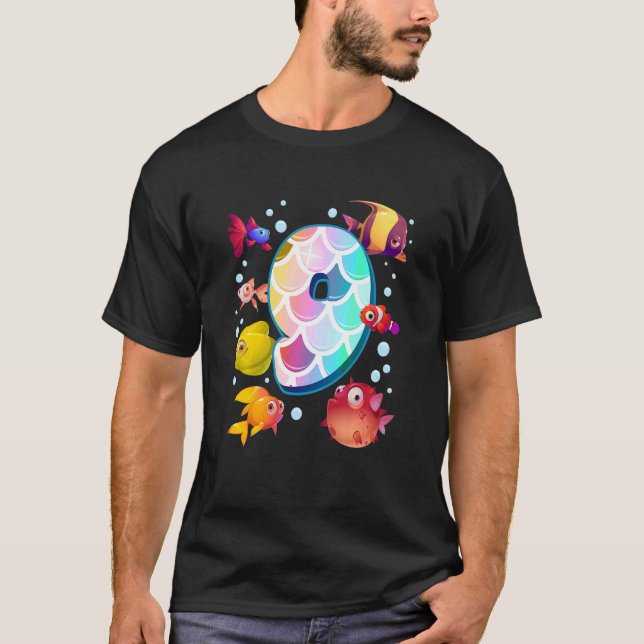 T-shirt Enfants 9e anniversaire Rainbow Fish Tetra Popper  (Devant)