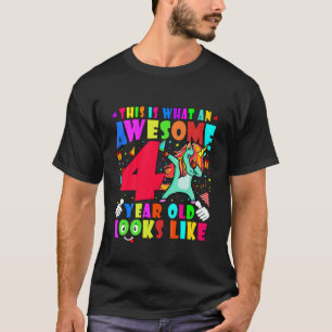 T-shirt Enfants Agréable 4 ans Filles Anniversaire Fête 