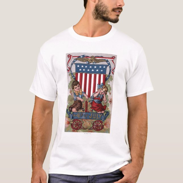 T-shirt Enfants allumant des feux d'artifice (Devant)
